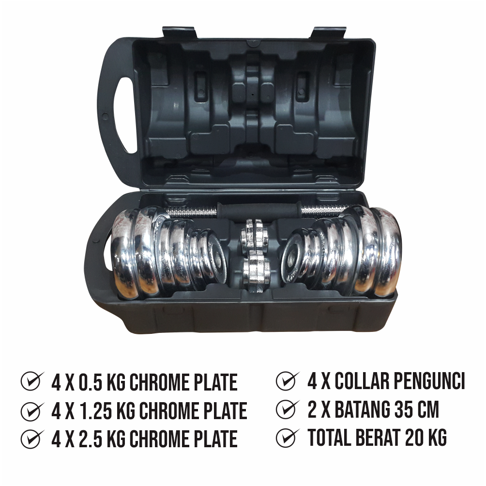 GENETIX FIT Chrome Dumbbell Set 20KG