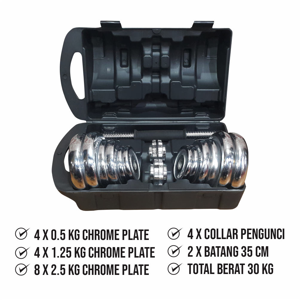 GENETIX FIT Chrome Dumbbell Set 30KG